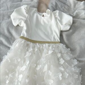 White Floral Dress with Gold Accent